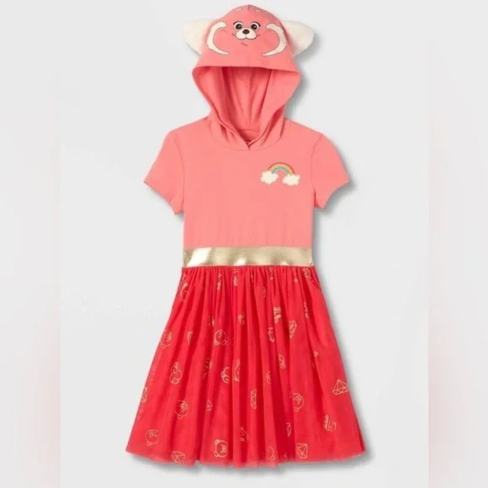 DISNEY Turning Red Hooded Dress Girls - Size L 10-12 - Panda Costume Outfit